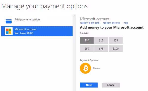 Bitcoin Microsoft