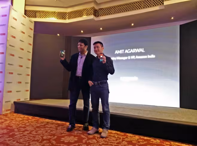 OnePlus CEO Pete Lau and Amazon India Country Manager Amit Agarwal