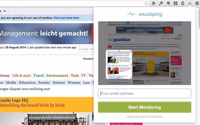 VisualPing Chrome extension