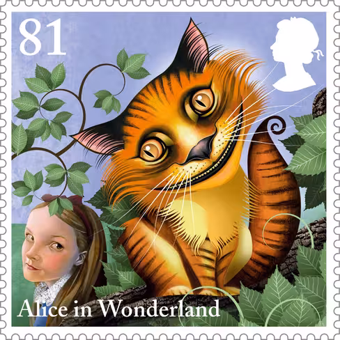 Alice-The-Cheshire-Cat-81p-stamp-400