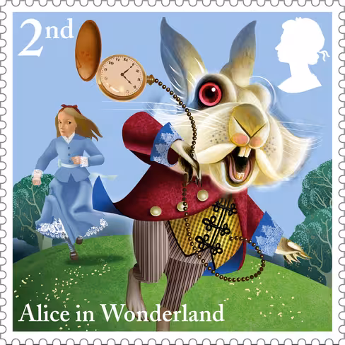 Alice-The-White-Rabbit-2nd-Class-stamp-400
