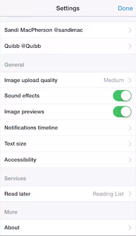 mobile twitter settings