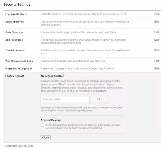Facebook Legacy Contact