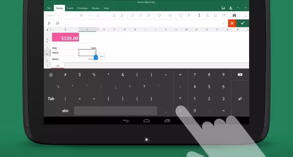 Keyboard for Excel