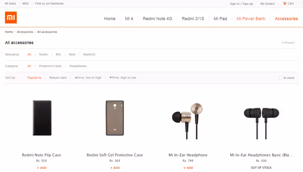 Mi India site