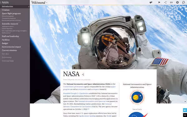 Wikiwand Web - Article - NASA