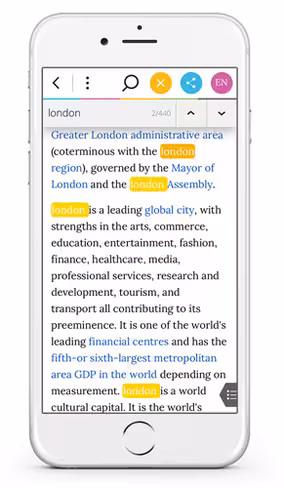 Wikiwand iPhone - In-Article Text Search