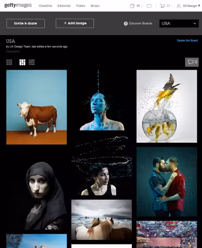 Getty Images Boards on desktop