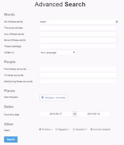 Twitter advanced search