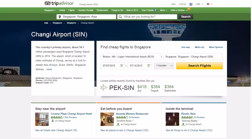 Changi Airport page