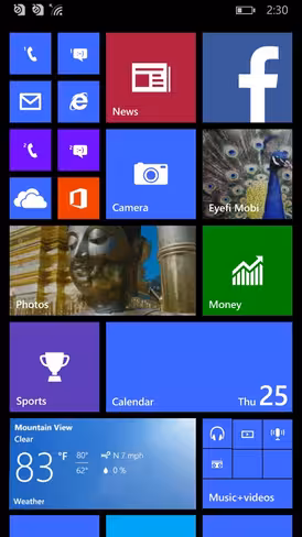 Eyefi Mobi Windows phone_home screen