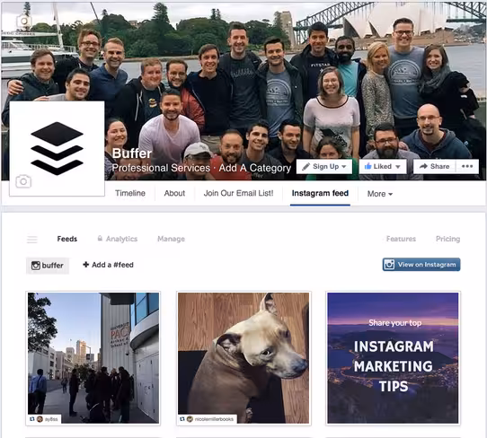 Facebook-page-with-Instagram-feed
