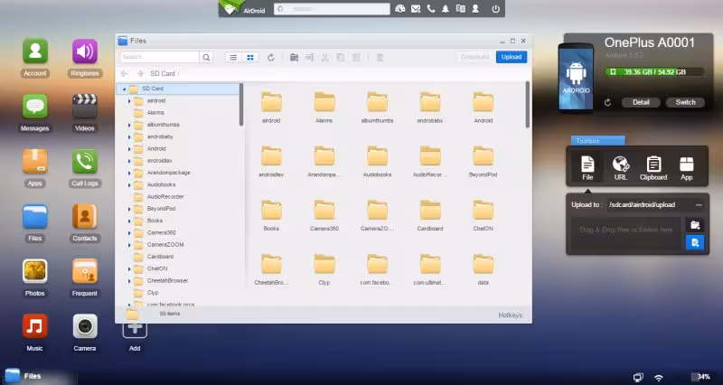 AirDroid screen