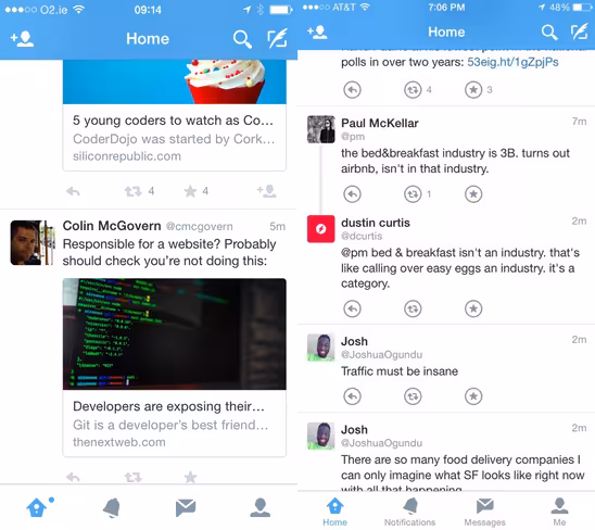 Old vs New Twitter (new via  Nathan Bashaw)