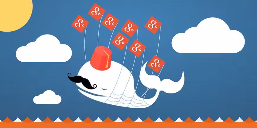 The Fail Whale in a beautiful Google + Twitter dream by @napilopez