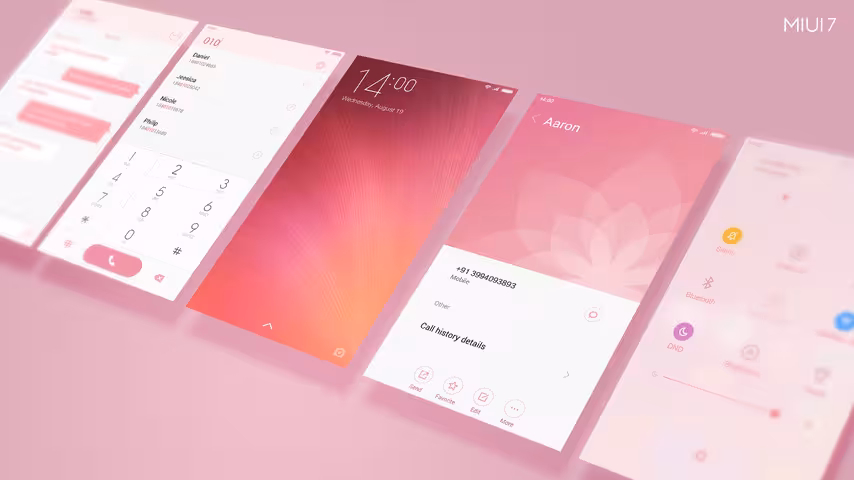 MIUI 7 System UI with the new Rosé theme