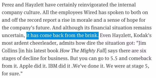 Misplaced optimism in @brokenbottleboy's Kodak piece for Wired from 2010
