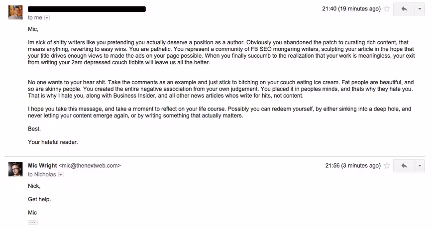 An actual email I received this week. 