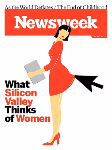Controversial cover of Newsweek objectifying women in tech. 