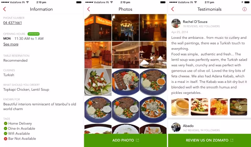 A restaurant app created using Zomato Whitelabel