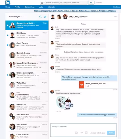 The new LinkedIn messaging service includes many modern features
