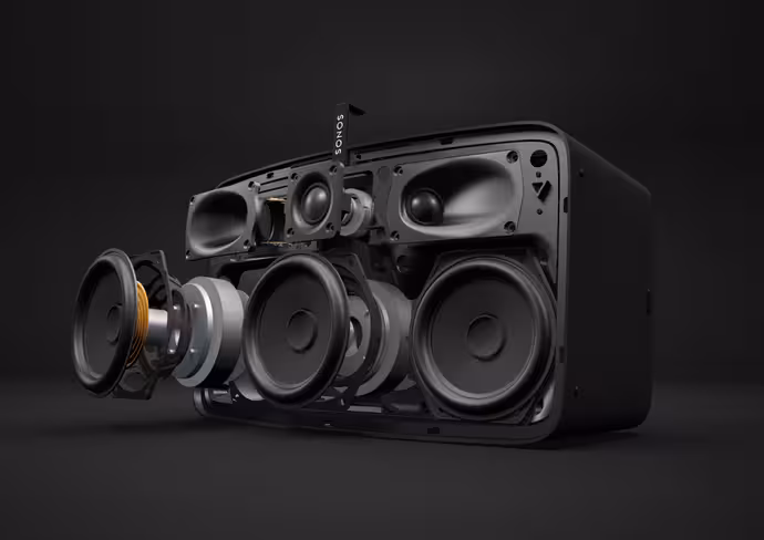 Sonos speakers with three mid-woofers and three tweeters
