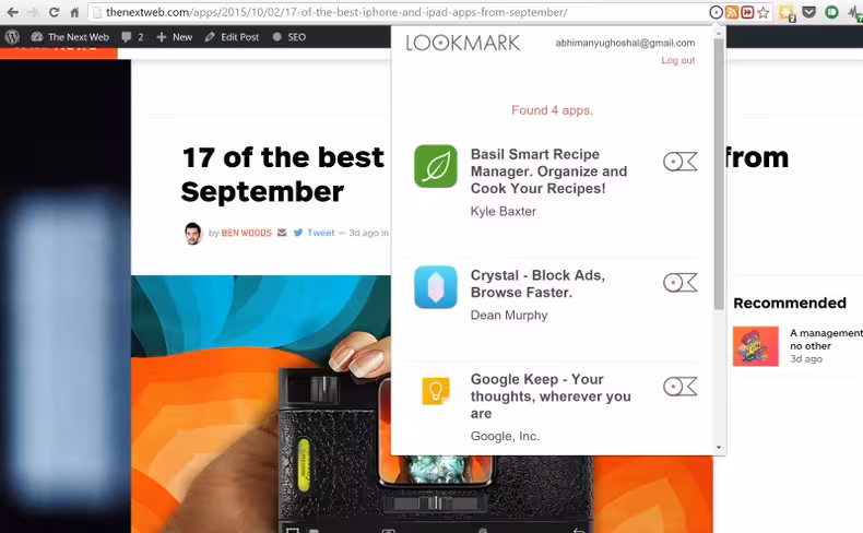 Lookmark works on App Store pages as well as pages containing links to apps