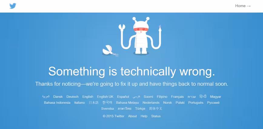 Twitter is down something techinically wrong