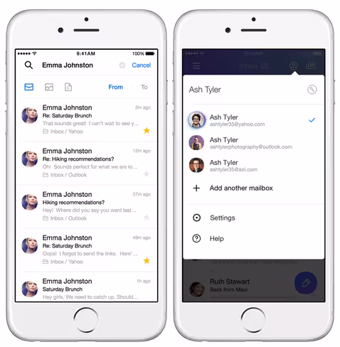 Yahoo new Mail app - gestures