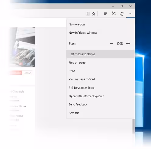 You can now cast videos, photos and music from Edge to your TV
