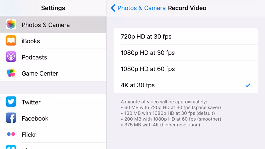 4K video on iPhone