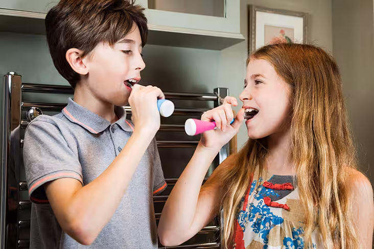 Playbrush works with multiple toothbrushes and can be safely shared amongst siblings