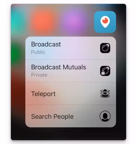 Press down on the Periscope icon to reveal handy shortcuts