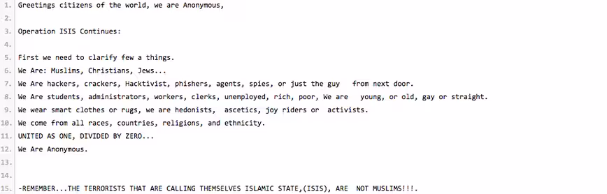 Anonymous Pastebin post