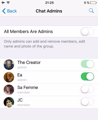 Telegram admins