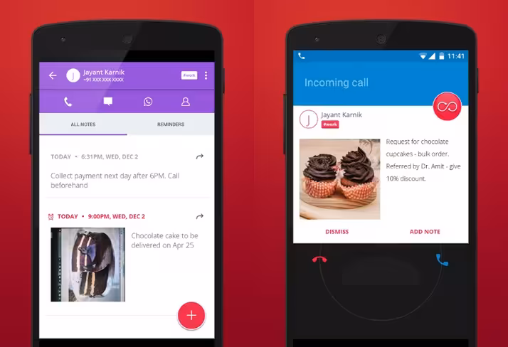Connections lets you add notes and reminders to your contacts
