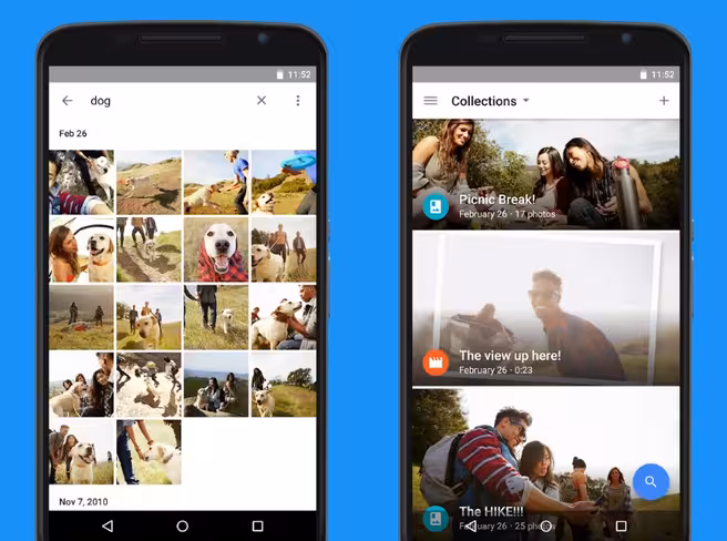 Google Photos intelligently organizes, backs up and index your pictures