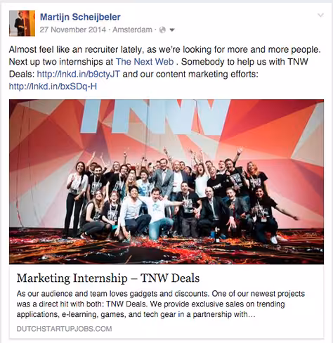 Post Facebook Martijn Scheijbeler