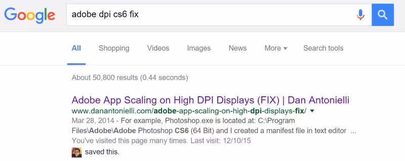 Refind displays your avatar beneath search results to help you find links you've saved before