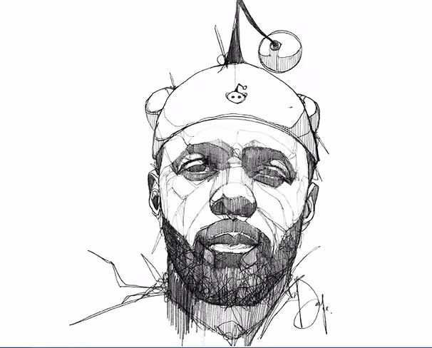 Illustration of Idris Elba by u/youngluck in the book. 