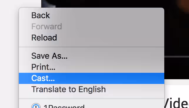 Chrome Beta Cast Menu