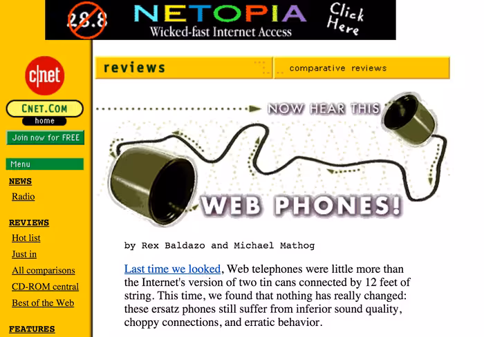 CNET reviews 'Web phones' in 1996.