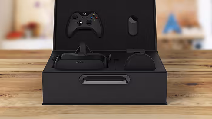 The Oculus Rift comes with a Remote, sensor, Xbox One controller and carrying case