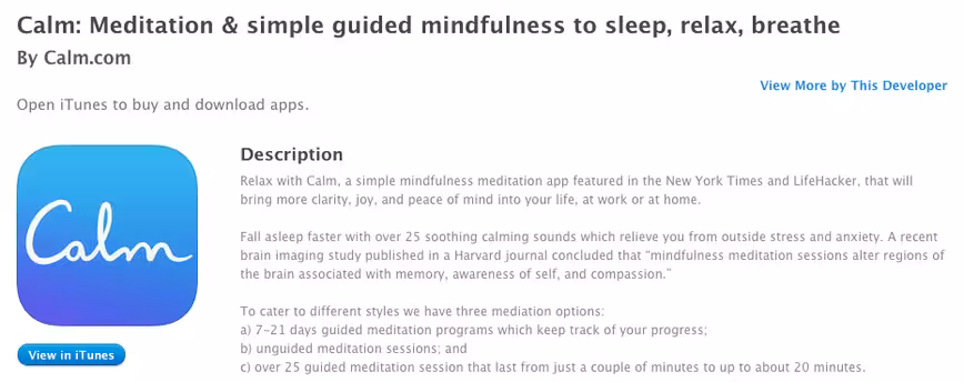 calm app, ASO