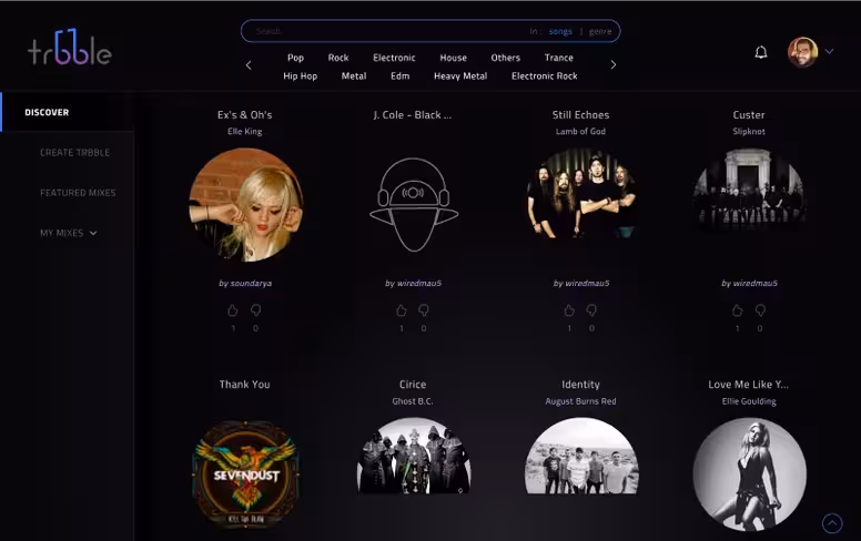 You can explore the community to discover Trbbles shared by other users and check out featured playlists