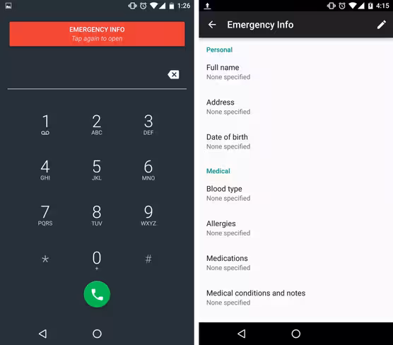 Android N emergency info