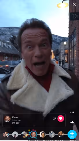 Arnold Schwarzenegger on the Wheel app
