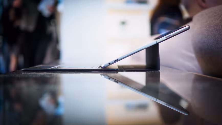 The lower of the two keyboard angles.