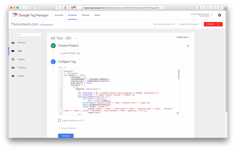 test in Google Tag Manager
