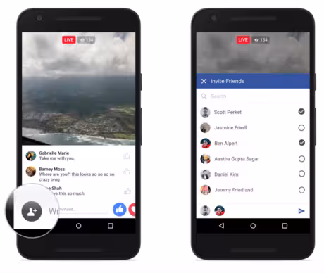 New invite option within live broadcasts. 